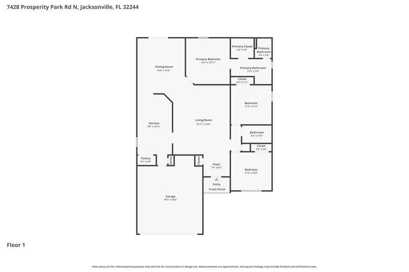 1,860/Mo, 7428 Prosperity Park Rd N Jacksonville, FL 32244 Floor Plan View