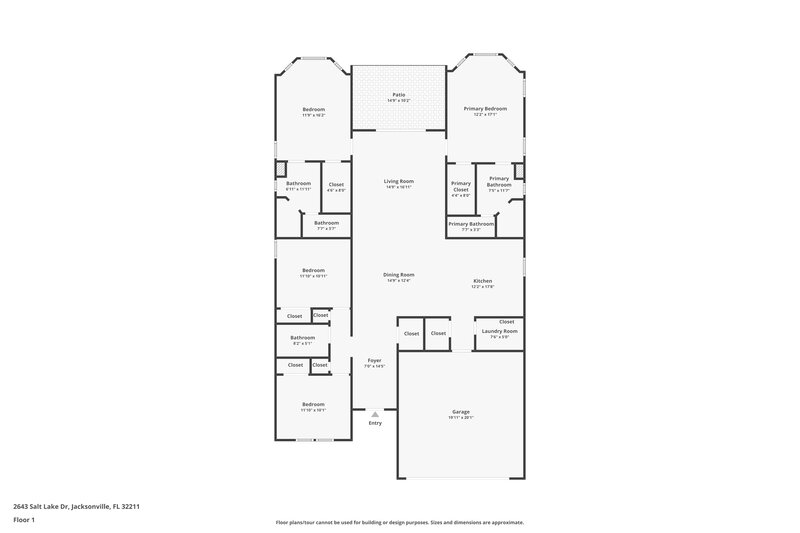 2,130/Mo, 2643 Salt Lake Dr Jacksonville, FL 32211 Floor Plan View