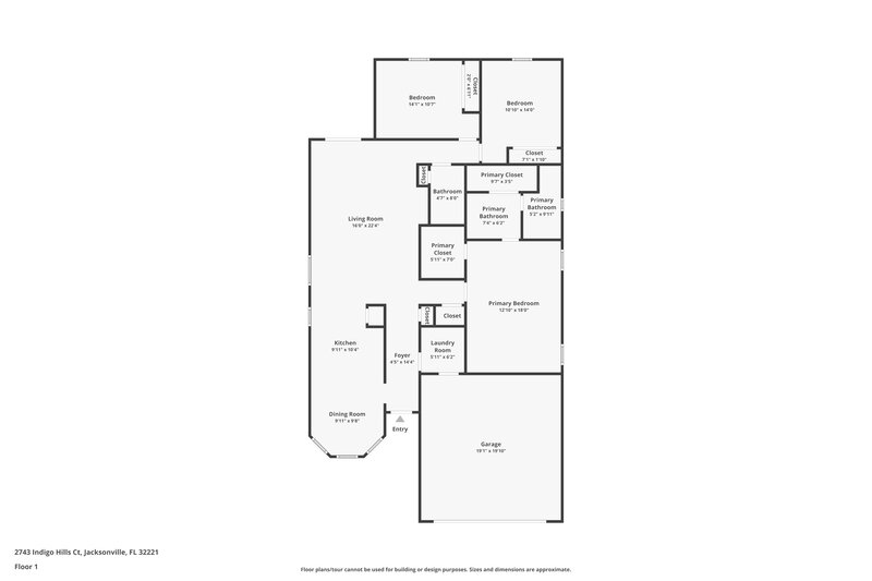 1,830/Mo, 2743 Indigo Hills Ct Jacksonville, FL 32221 Floor Plan View