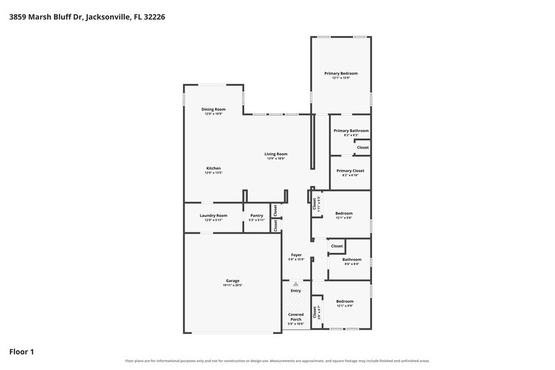 1,925/Mo, 3859 Marsh Bluff Dr Jacksonville, FL 32226 Floor Plan View