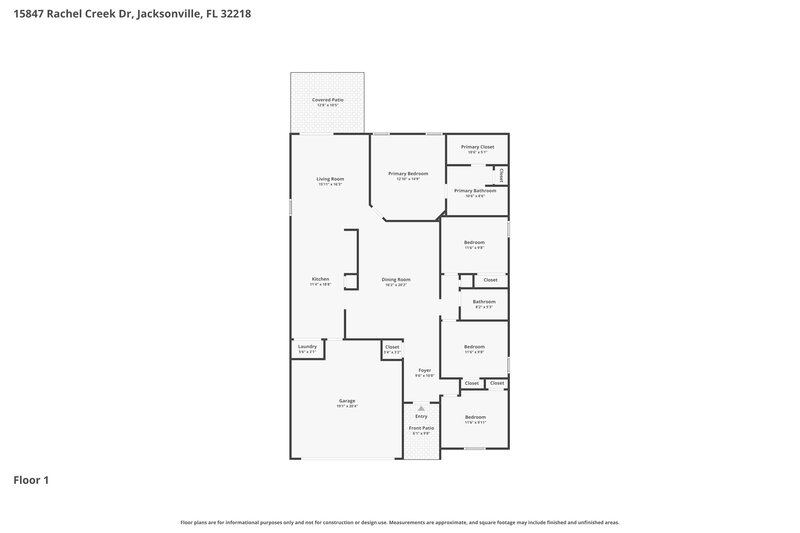 2,215/Mo, 15847 Rachel Creek Dr Jacksonville, FL 32218 Floor Plan View