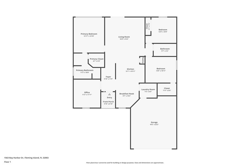 1,750/Mo, 1563 Bay Harbor Dr Fleming Island, FL 32003 Floor Plan View
