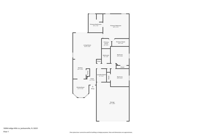 1,815/Mo, 10596 Indigo Hills Ln Jacksonville, FL 32221 Floor Plan View