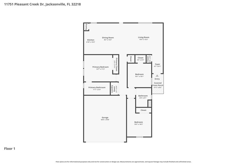 1,815/Mo, 11751 Pleasant Creek Dr Jacksonville, FL 32218 Floor Plan View