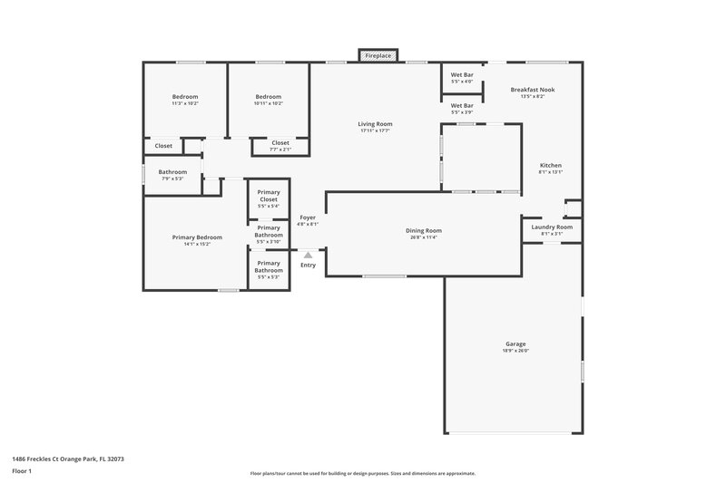 1,995/Mo, 1486 Freckles Ct Orange Park, FL 32073 Floor Plan View