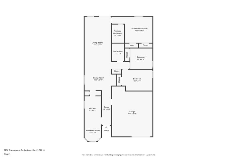 1,835/Mo, 8736 Townsquare Dr Jacksonville, FL 32216 Floor Plan View