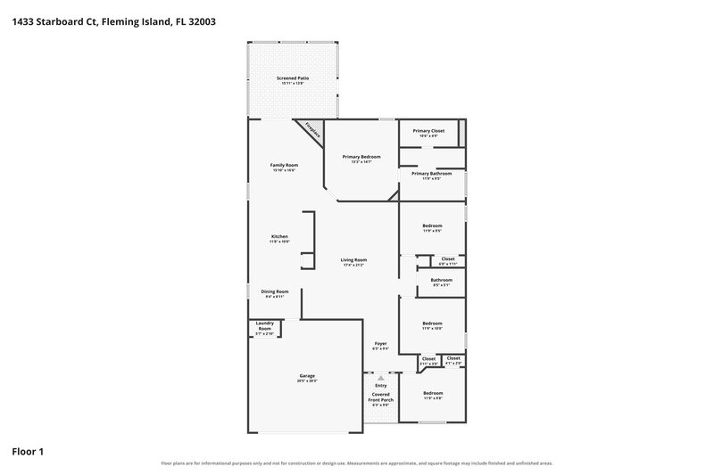 2,270/Mo, 1433 Starboard Ct Fleming Island, FL 32003 Floor Plan View