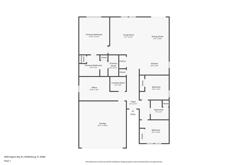 1,755/Mo, 3020 Angora Bay Dr Middleburg, FL 32068 Floor Plan View