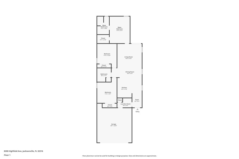2,850/Mo, 8200 Highfield Ave Jacksonville, FL 32216 Floor Plan View