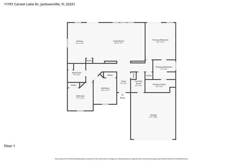 2,150/Mo, 11701 Carson Lake Dr Jacksonville, FL 32221 Floor Plan View