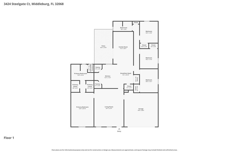 2,180/Mo, 3424 Steelgate Ct Middleburg, FL 32068 Floor Plan View