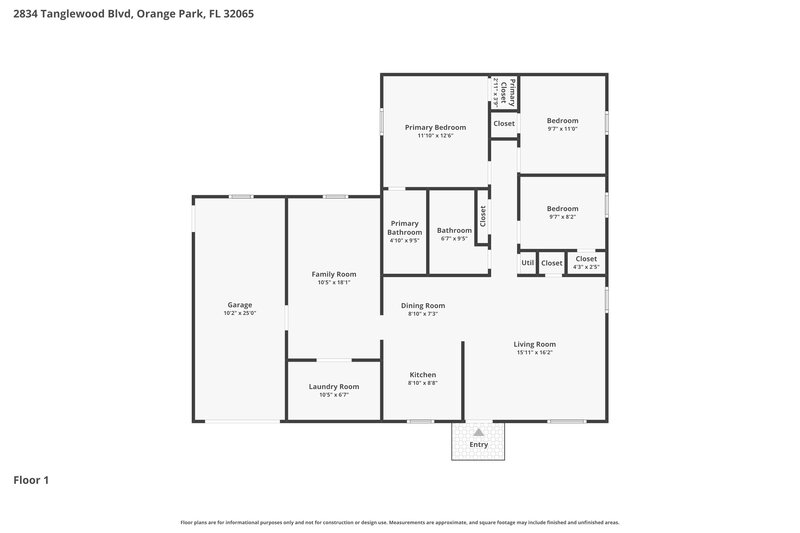 1,700/Mo, 2834 Tanglewood Blvd Orange Park, FL 32065 Floor Plan View