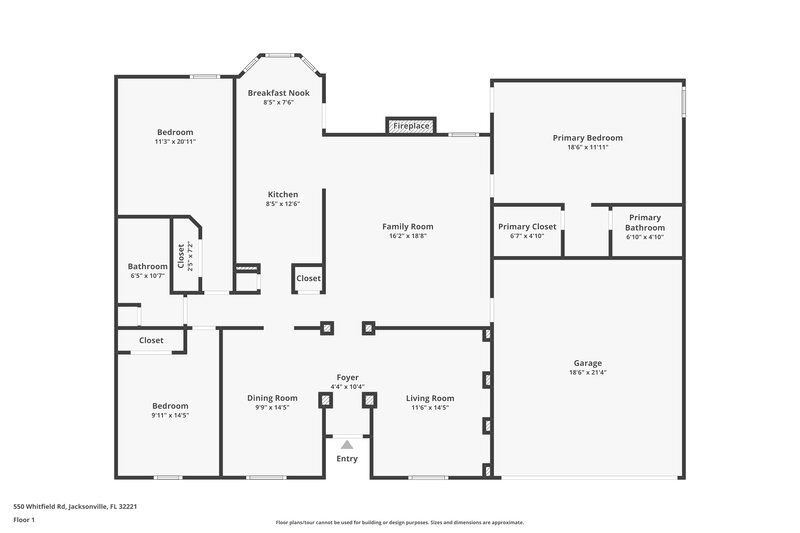 1,925/Mo, 550 Whitfield Rd Jacksonville, FL 32221 Floor Plan View