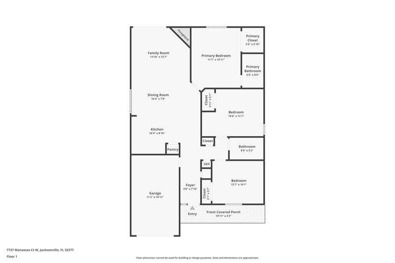 1,660/Mo, 7737 Manassas Ct Jacksonville, FL 32277 Floor Plan View