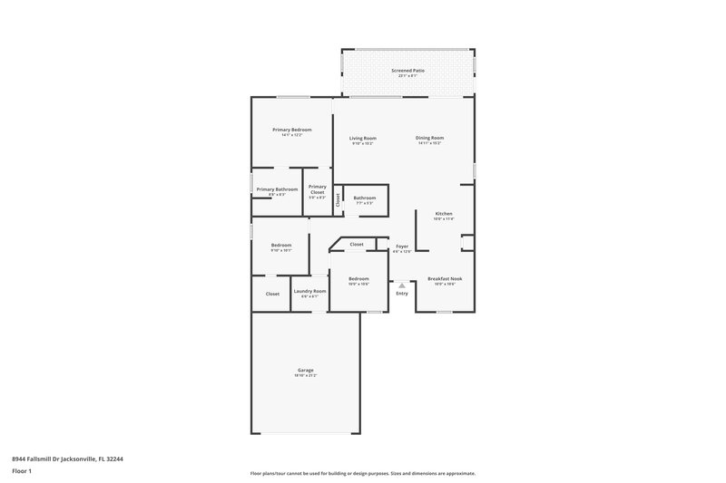 1,715/Mo, 8944 Fallsmill Dr Jacksonville, FL 32244 Floor Plan View