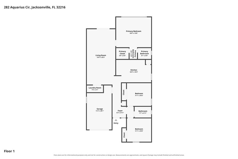 1,895/Mo, 282 Aquarius Cir W Jacksonville, FL 32216 Floor Plan View