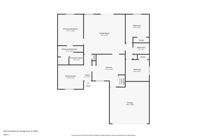1,600/Mo, 282 Turtle Dove Dr Orange Park, FL 32073 Floor Plan View