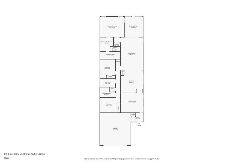 1,905/Mo, 849 Quiet Stone Ln Orange Park, FL 32065 Floor Plan View