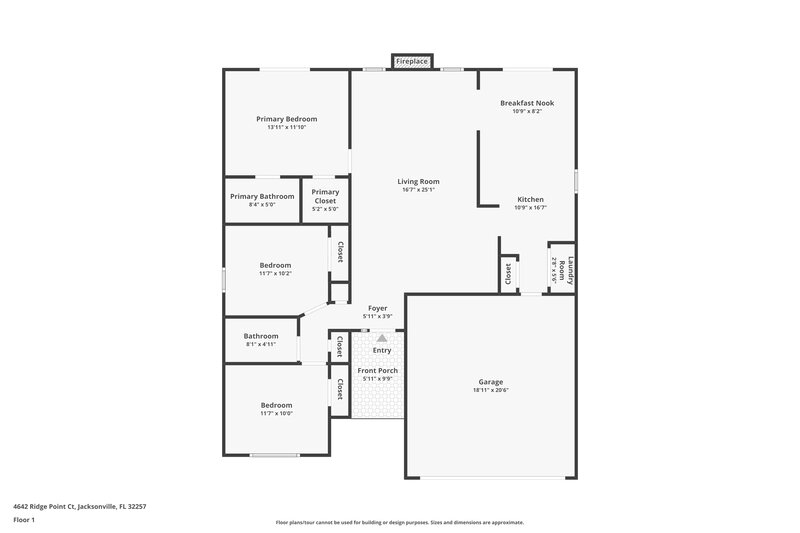 2,120/Mo, 4642 Ridge Point Ct Jacksonville, FL 32257 Floor Plan View