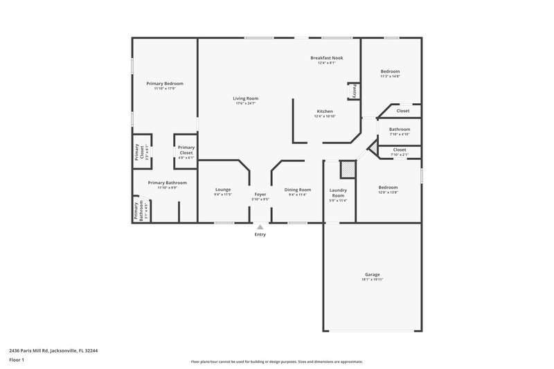2,025/Mo, 2436 Paris Mill Rd Jacksonville, FL 32221 Floor Plan View