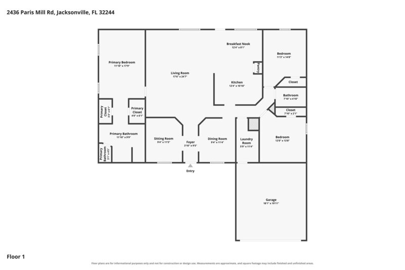 1,920/Mo, 2436 Paris Mill Rd Jacksonville, FL 32221 Floorplan View