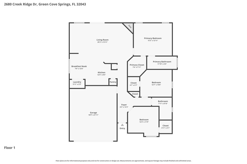 1,640/Mo, 2680 Creek Ridge Dr Green Cove Springs, FL 32043 Floor Plan View