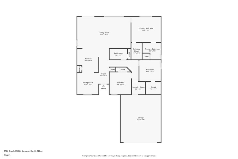 1,720/Mo, 9526 Staples Mill Dr Jacksonville, FL 32244 Floor Plan View