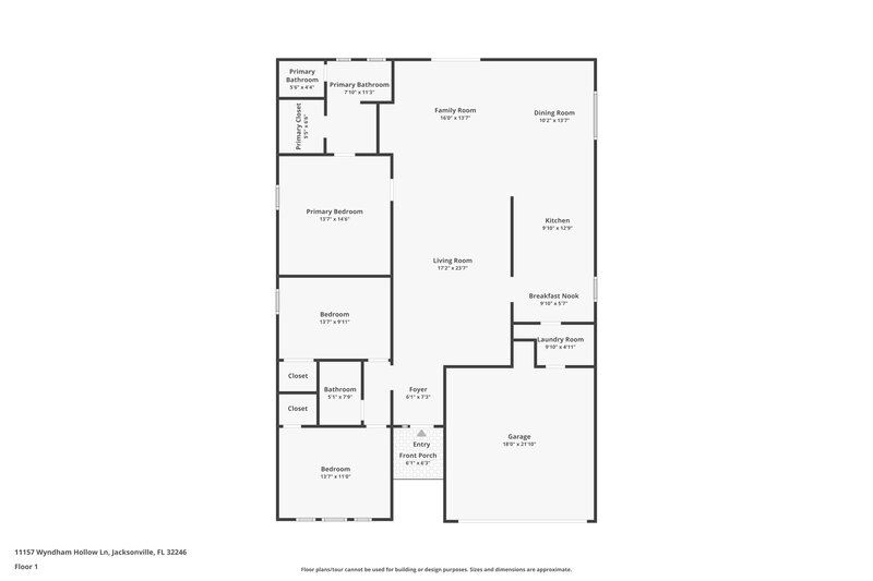 2,155/Mo, 11157 Wyndham Hollow Ln Jacksonville, FL 32246 Floor Plan View