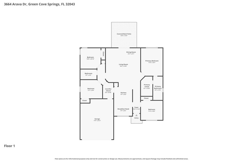 1,980/Mo, 3664 Arava Dr Green Cove Springs, FL 32043 Floor Plan View