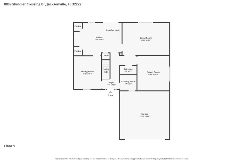 2,280/Mo, 8809 Shindler Crossing Dr Jacksonville, FL 32222 Floor Plan View