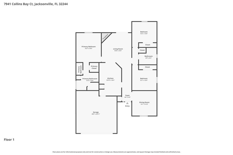 1,875/Mo, 7941 Collins Bay Ct Jacksonville, FL 32244 Floor Plan View