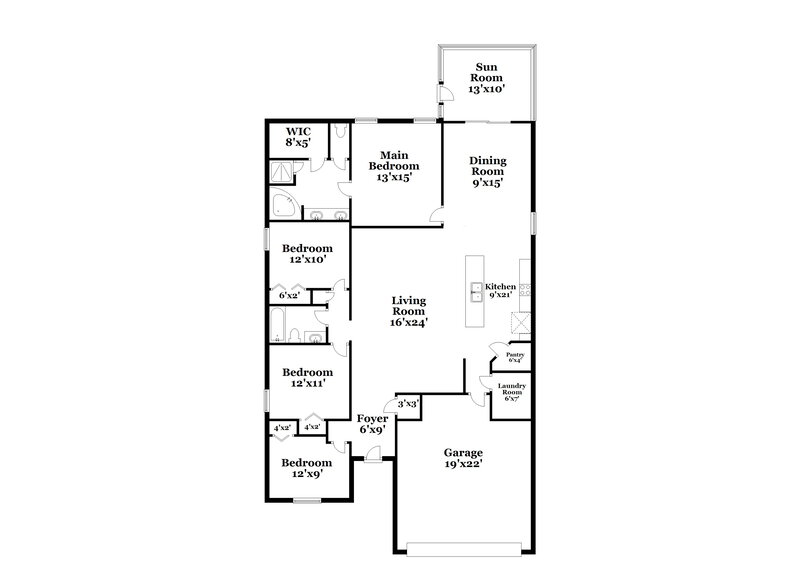1,775/Mo, 6144 Sandler Chase Trail Jacksonville, FL 32222 Floor Plan View