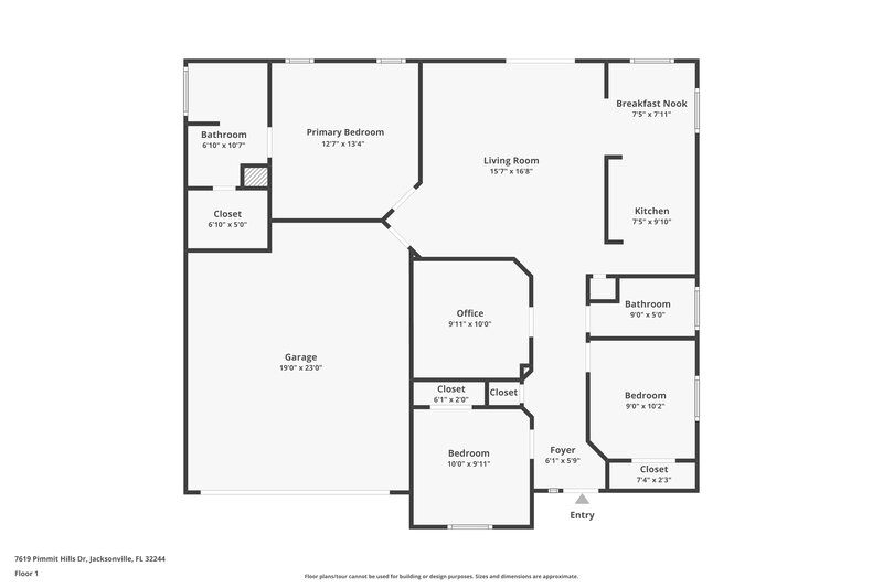 1,895/Mo, 7619 Pimmit Hills Dr Jacksonville, FL 32244 Floor Plan View