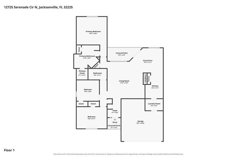 2,155/Mo, 12725 Serenade Cir N Jacksonville, FL 32225 Floor Plan View