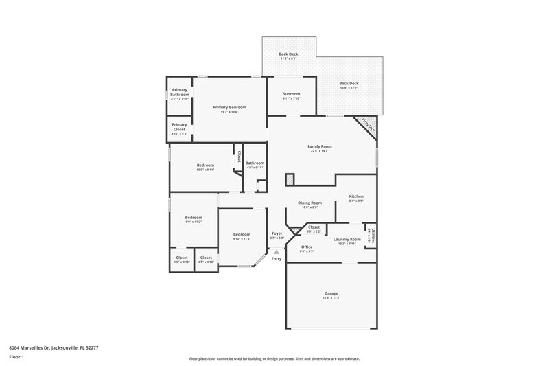 1,835/Mo, 8064 Marseilles Dr Jacksonville, FL 32277 Floor Plan View