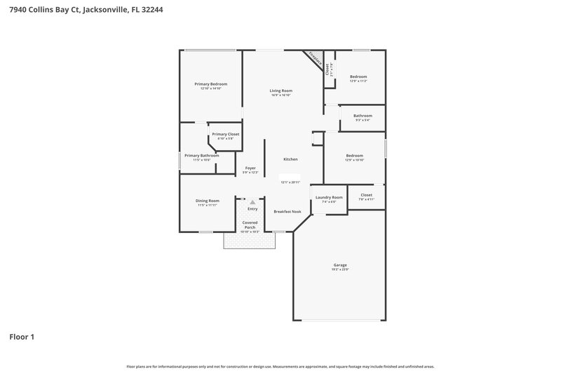 2,025/Mo, 7940 Collins Bay Ct Jacksonville, FL 32244 Floor Plan View