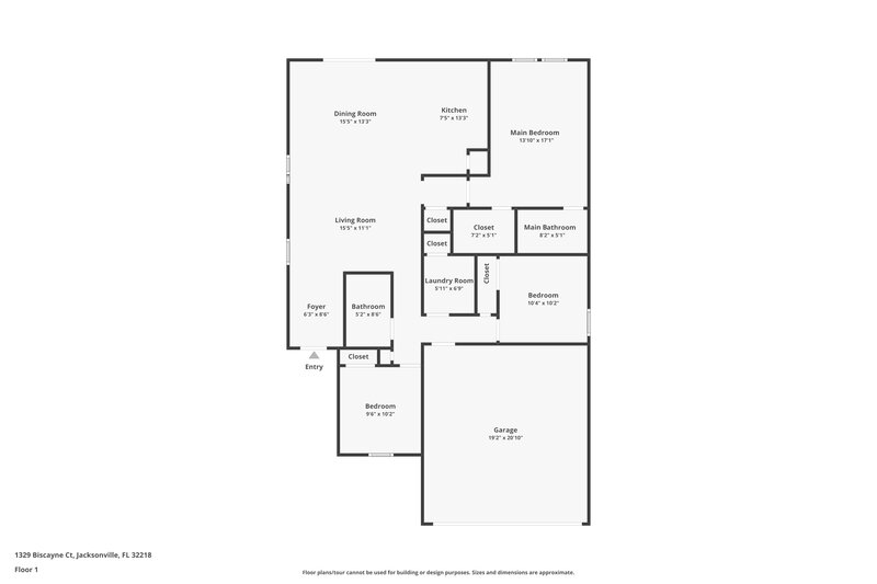 1,930/Mo, 1329 Biscayne Grove Ln Jacksonville, FL 32218 Floorplan View