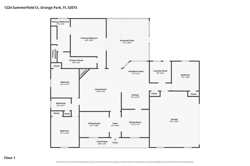 2,230/Mo, 1224 Summerfield Ct Orange Park, FL 32073 Floor Plan View