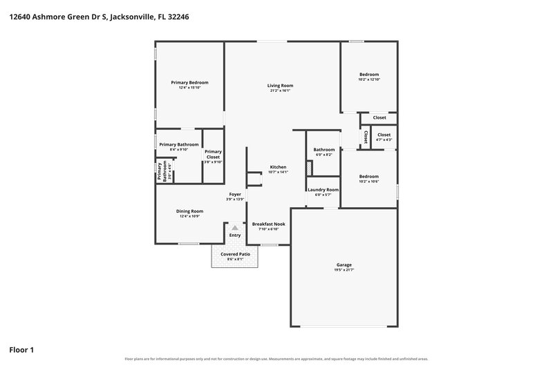 2,475/Mo, 12640 Ashmore Green Dr S Jacksonville, FL 32246 Floor Plan View