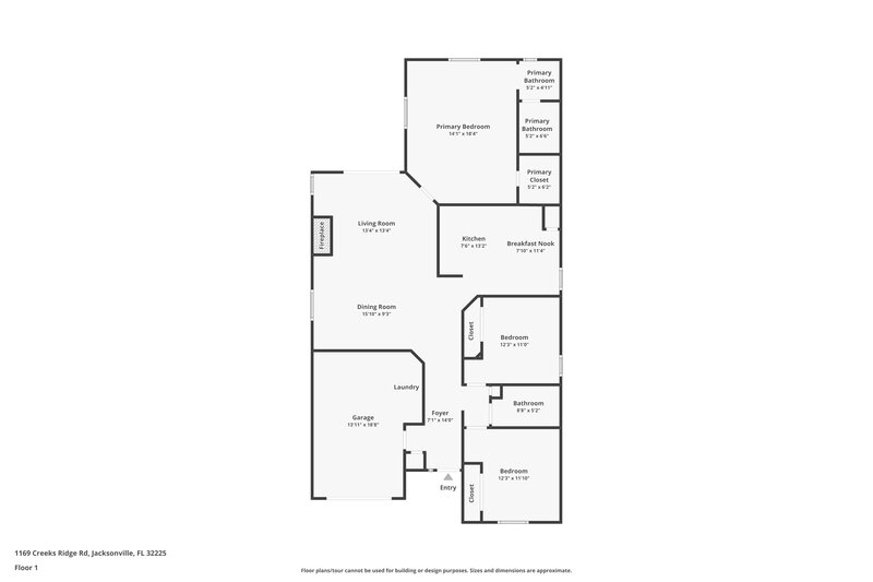 1,730/Mo, 1169 Creeks Ridge Rd Jacksonville, FL 32225 Floor Plan View
