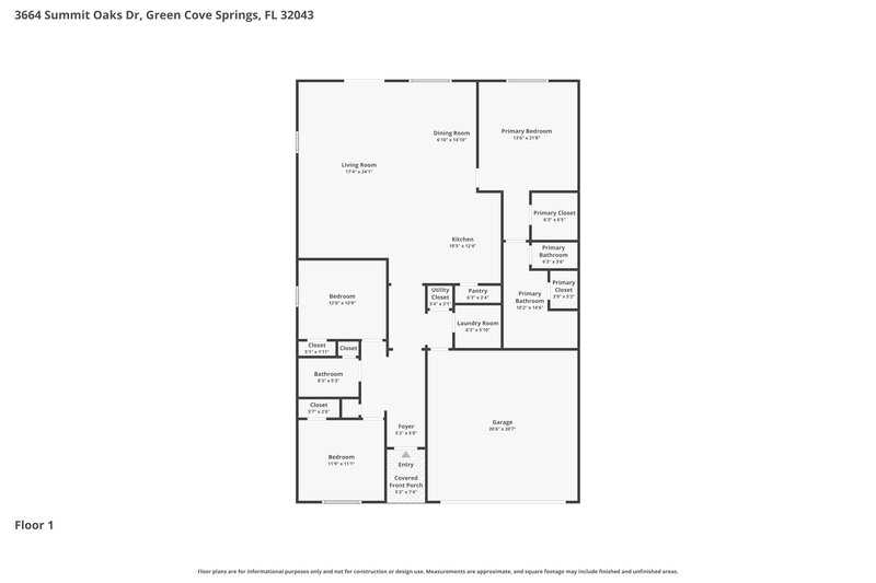 1,850/Mo, 3664 Summit Oaks Dr Green Cove Springs, FL 32043 Floor Plan View