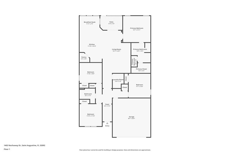 2,330/Mo, 1403 Nochaway Dr St Augustine, FL 32092 Floor Plan View