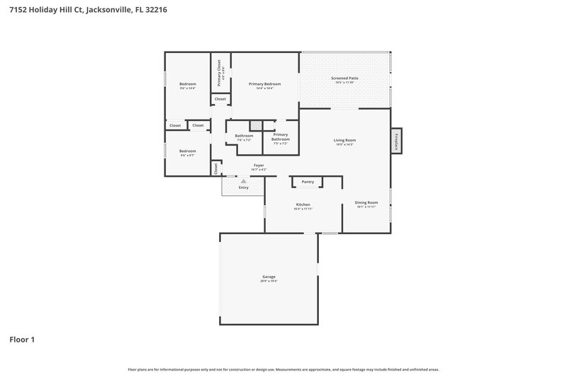 2,335/Mo, 7152 Holiday Hill Ct Jacksonville, FL 32216 Floor Plan View