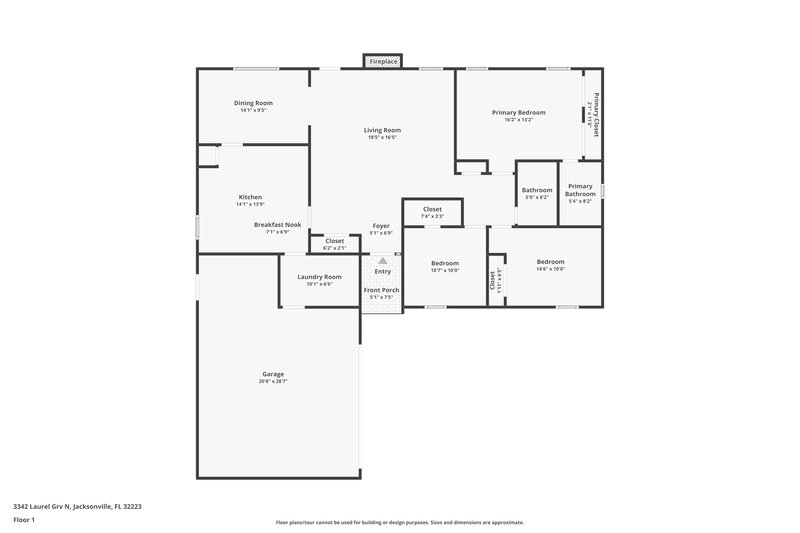 2,110/Mo, 3342 Laurel Grove N Jacksonville, FL 32223 Floor Plan View