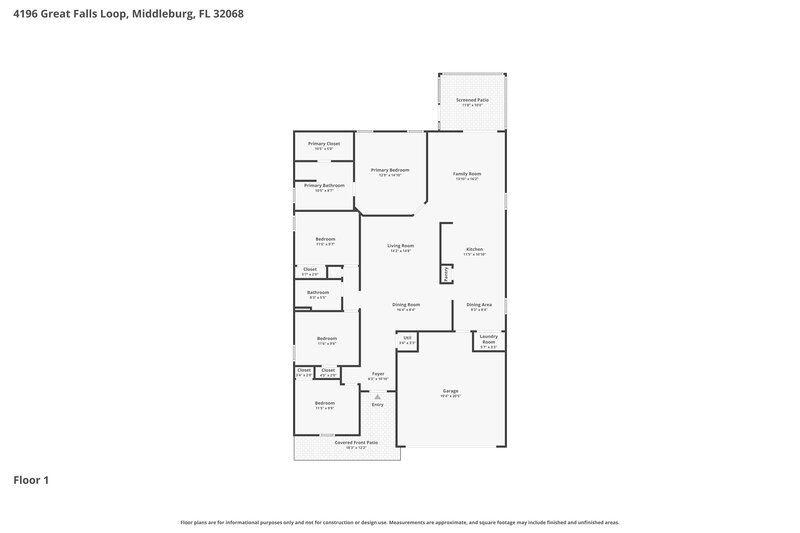 2,150/Mo, 4196 Great Falls Loop Middleburg, FL 32068 Floor Plan View