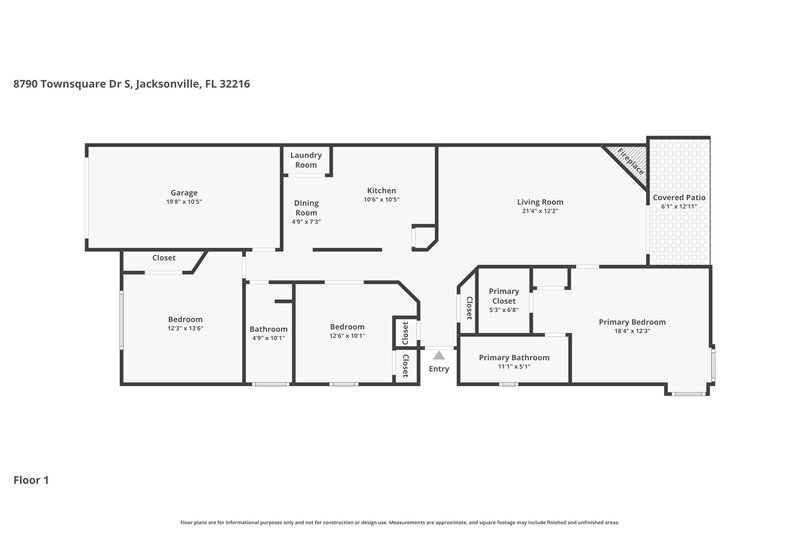 1,875/Mo, 8790 Townsquare Dr S Jacksonville, FL 32216 Floor Plan View