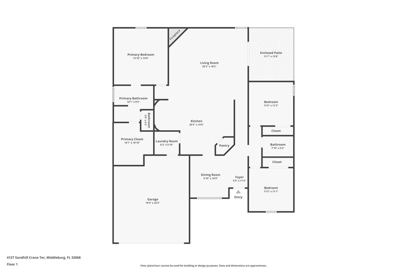 1,960/Mo, 4127 Sandhill Crane Terrace Middleburg, FL 32068 Floor Plan View