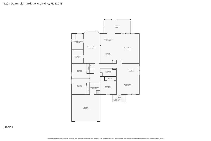 2,150/Mo, 1208 Dawn Light Rd Jacksonville, FL 32218 Floor Plan View