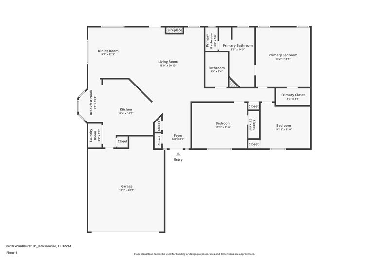1,790/Mo, 8618 Wyndhurst Dr Jacksonville, FL 32244 Floor Plan View