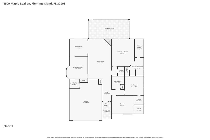 2,240/Mo, 1509 Maple Leaf Ln Fleming Island, FL 32003 Floor Plan View